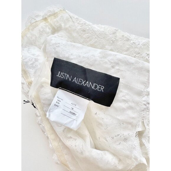 NWT JUSTIN ALEXANDER BRIDAL White Ivory Lace Pearl Embellished Crop Top, Size 16 - Picture 11 of 13